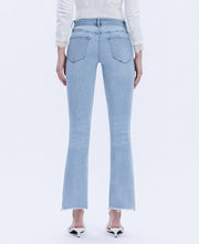 Load image into Gallery viewer, Vervet High Rise Raw Step Hem Crop Flare Jeans
