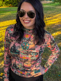 COSMIC COWGIRL LONG SLEEVE MESH TOP