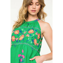 Load image into Gallery viewer, THML Green Halter Floral Maxi Dress
