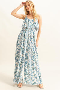 JUNIORS Floral Print Spaghetti Strap Jumpsuit