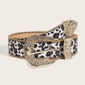 White Leopard Print Retro Style Wide Waist Belt