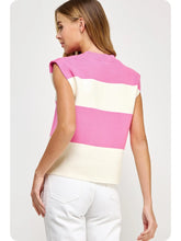 Load image into Gallery viewer, PINK Stripe Block Knitted Sleeveless Top

