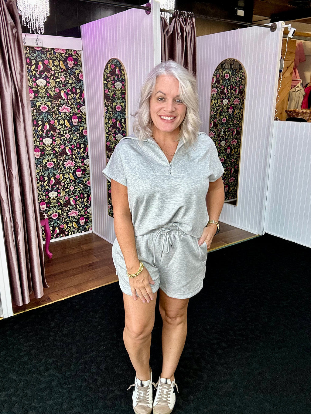 HEATHER GRAY SHORTS SET