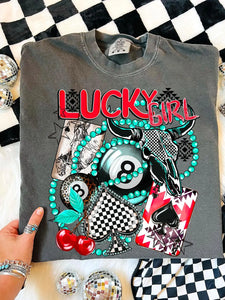 Lucky Girl Checkered GRAPHIC TEE