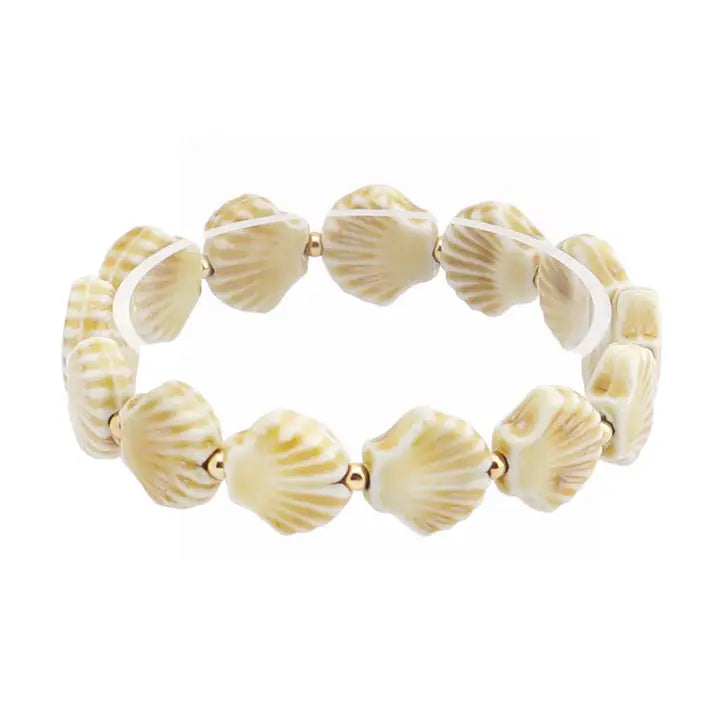Natural Ceramic Shell Stretch Bracelet
