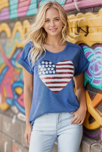 Ribbed sequin flag top