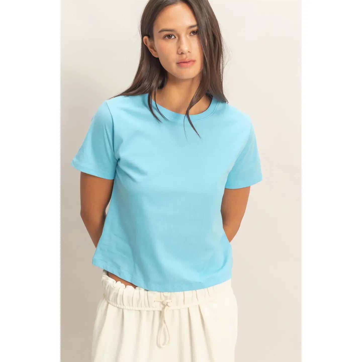 Blue Crew Neck Cotton T-Shirt