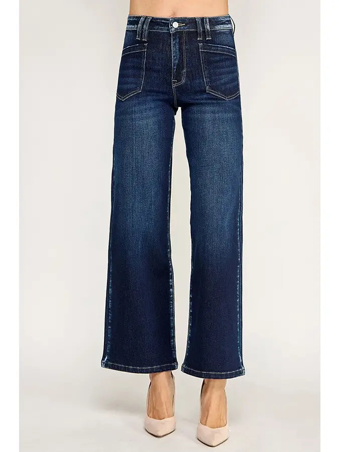 PETRA PETITE DARK WASH PATCH POCKET JEANS