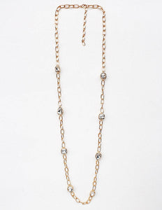 Gold Open Chain with Clear Stones 32" Necklace