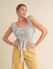 Load image into Gallery viewer, Pink blue multicolor smocked peplum top
