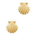 Sealife Pearl and Gold Shell Stud .5" Earring