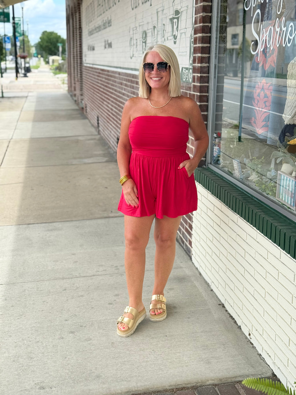 Ruby Double Layered Strapless Tube Top Romper