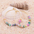 Beach Days Multi Bead Gold Hoop Earrings