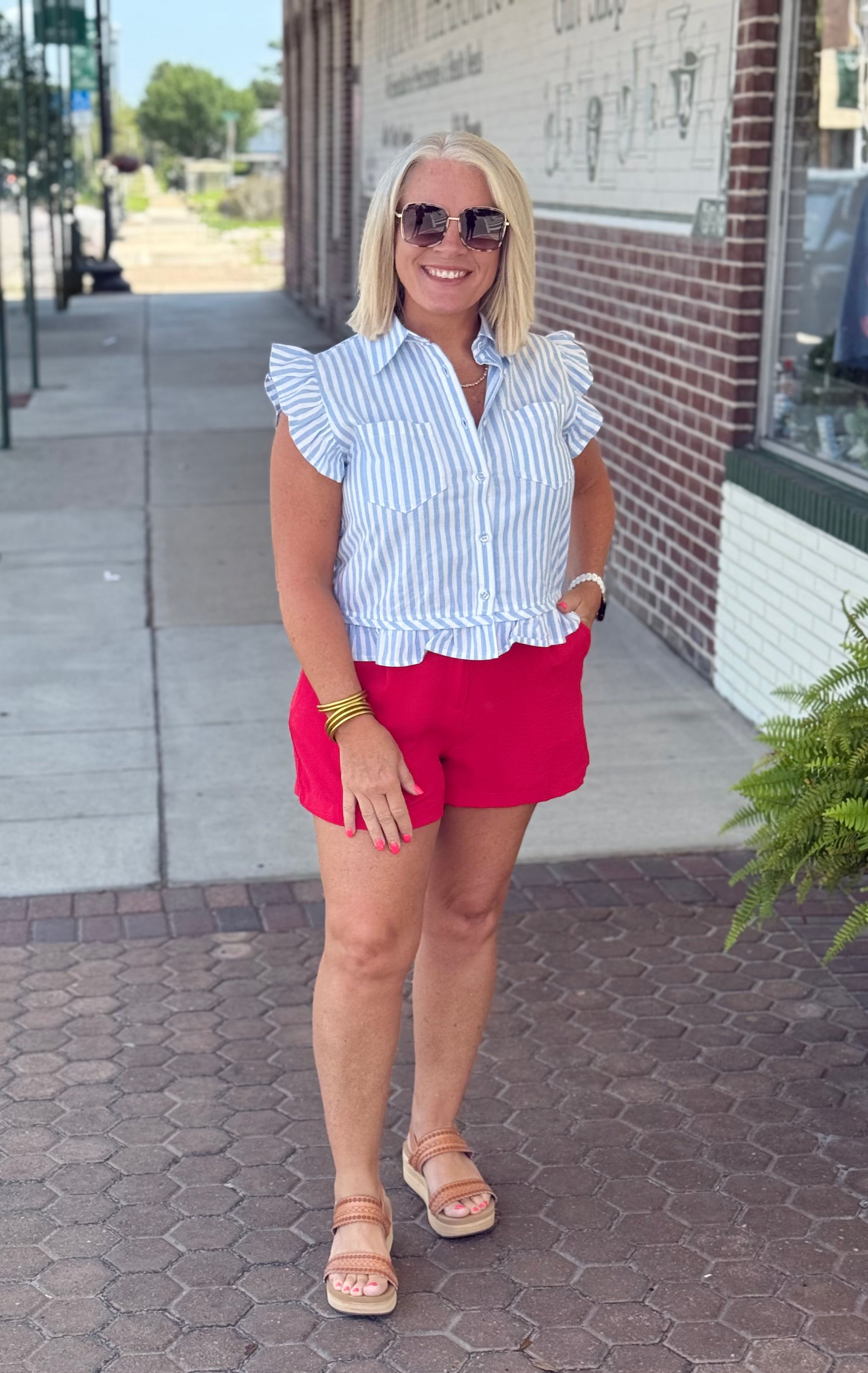Red High Waisted Airflow Shorts
