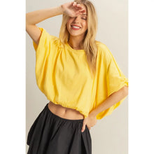 Load image into Gallery viewer, CANARY Short Sleeve Knit Bubble Hem Top
