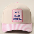 God Bless America Embroidered Patch Gingham Trucker Hat