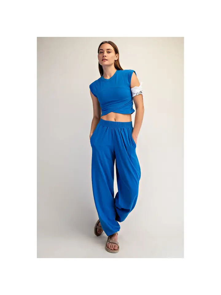 Ocean Blue Cotton Lycra Crossover Set