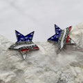 Patriotic Shiny Crystal Star Stud Earrings