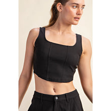 Load image into Gallery viewer, Cotton Stretch Twill Square Neck Crop Top in Black
