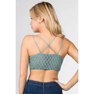 Scalloped Lace Cami Bralette in beige