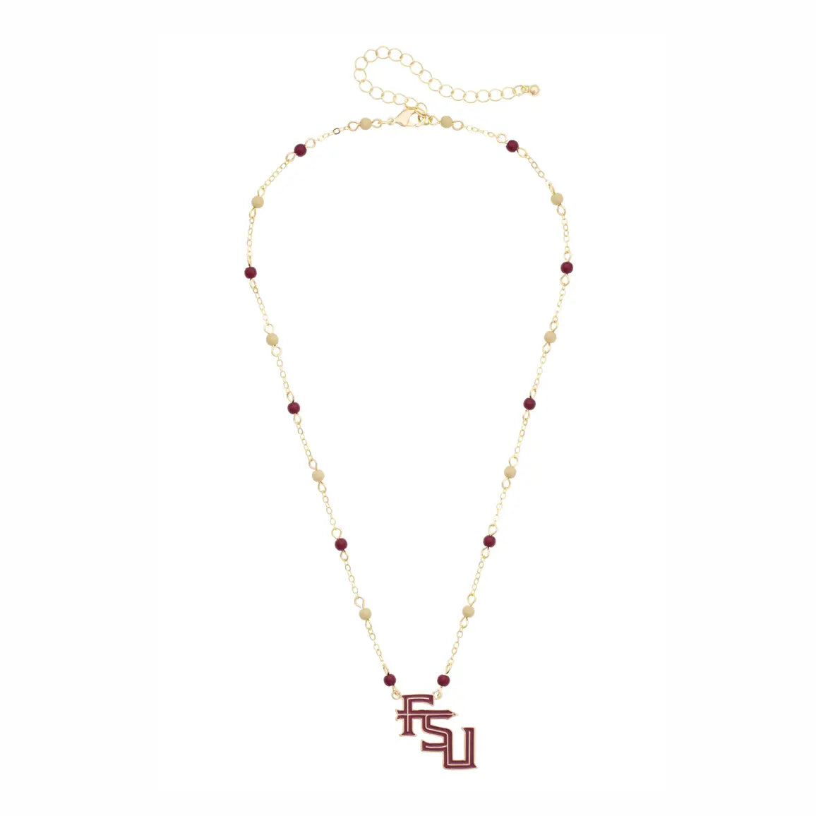 Layered necklace featuring the Florida State Seminoles emblem with an adjustable chain and decorative elements.