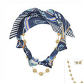 Navy Scarf Necklace with Removable Gold Necklace