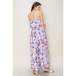 Floral Print Layered Tube Jumpsuit