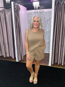 Clearance Comfy Lightweight Relaxed Fit Gauze Casual Set in Mocha