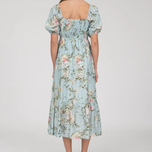 Load image into Gallery viewer, Floral Pleated Front Balloon Sleeve Midi Dress
