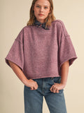 Mulberry Knit Mock Neck Short Sleeve Sweater