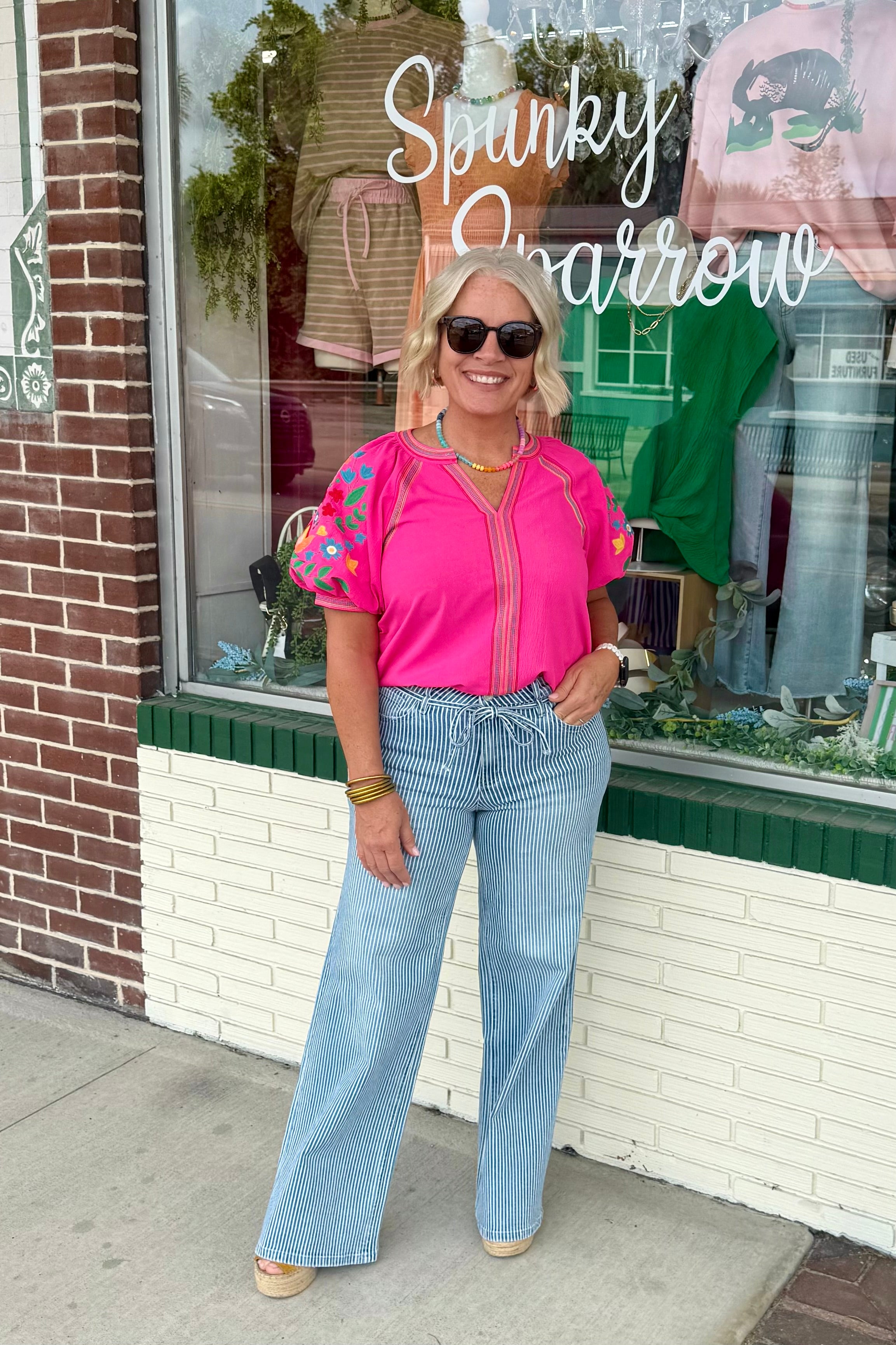 HOT PINK EMBROIDERY TOP