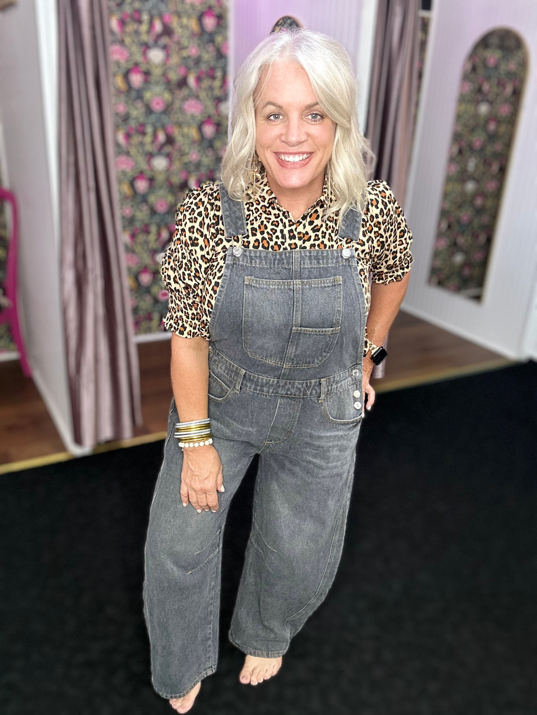 BLACK Washed Denim Overall
