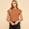 Rusty Brown Short Sleeve Solid Top