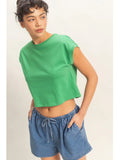 Classic Crew Neck Sleeveless Top in true green