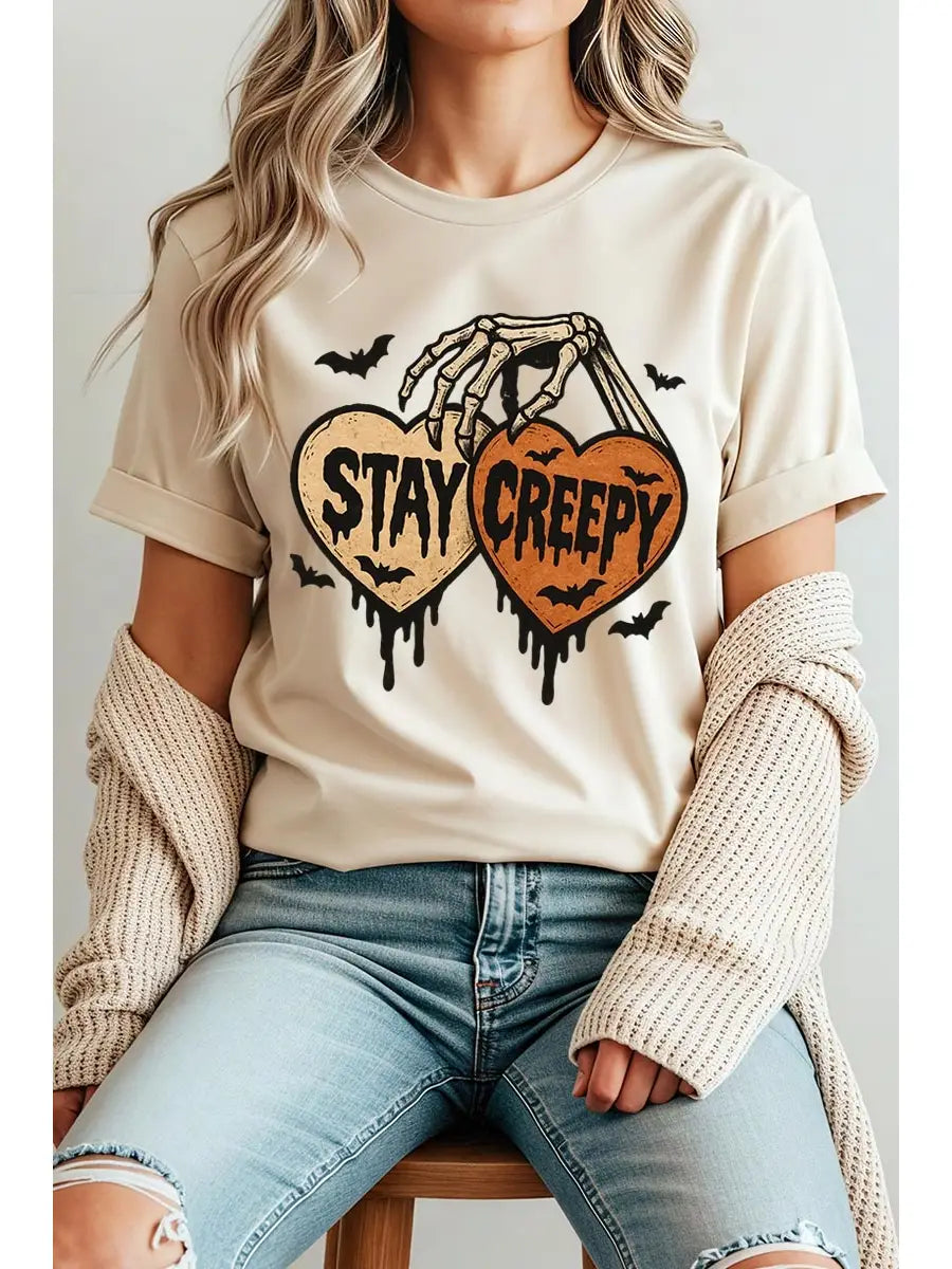 Clearance Stay Creepy Halloween Graphic Tee