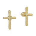 Water Resistant Hammered Gold Stud Cross .5" Earring