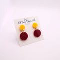Small Circle Burgundy and Gold Acrylic Game Day Earrings