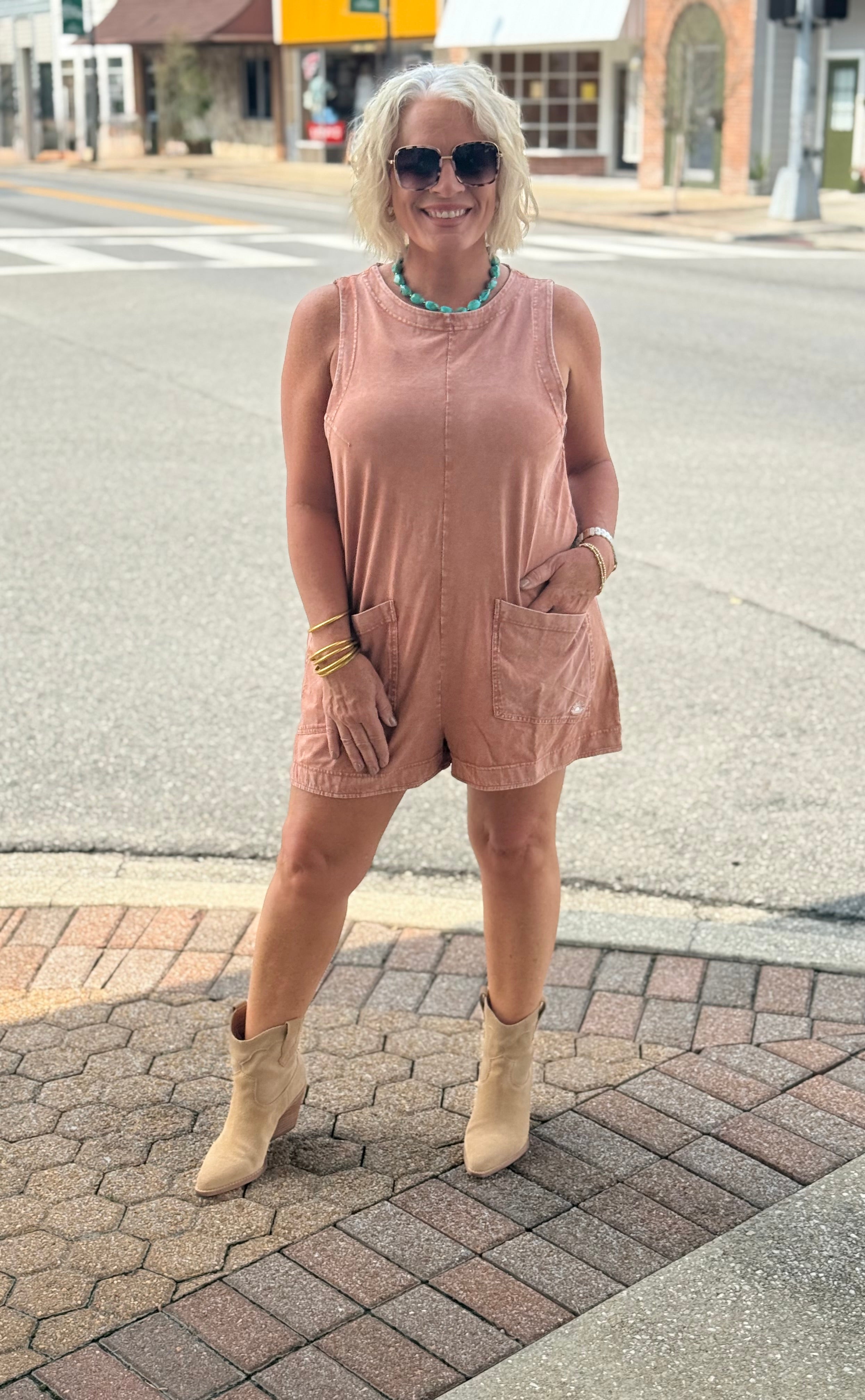 Vintage Orange Tailgate Romper