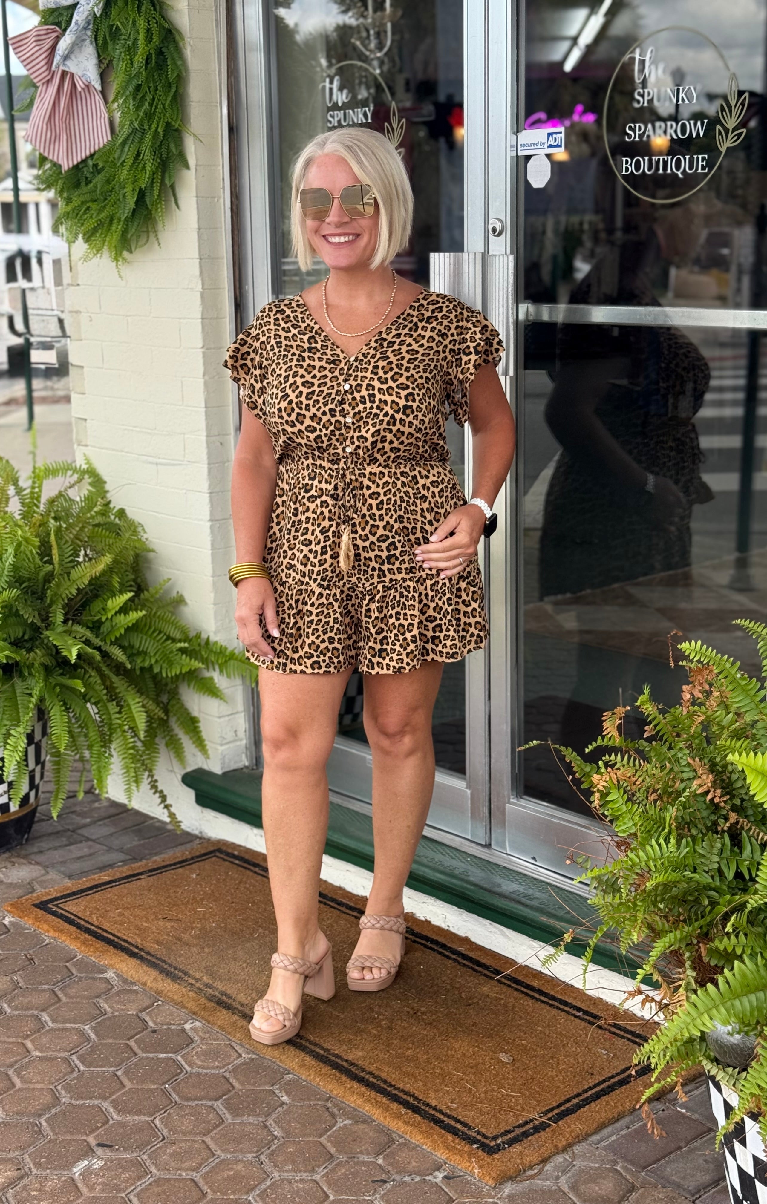 Leopard Print Relaxed Fitted Romper