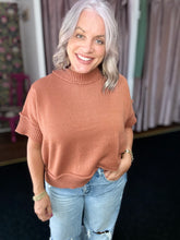 Load image into Gallery viewer, DROP HALF SLEEVE CREW NECK SWEATER CINNAMON
