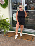 Butter soft black sleeveless romper