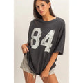 Black Mineral Washed Oversized Number 84 Graphic T-Shirt