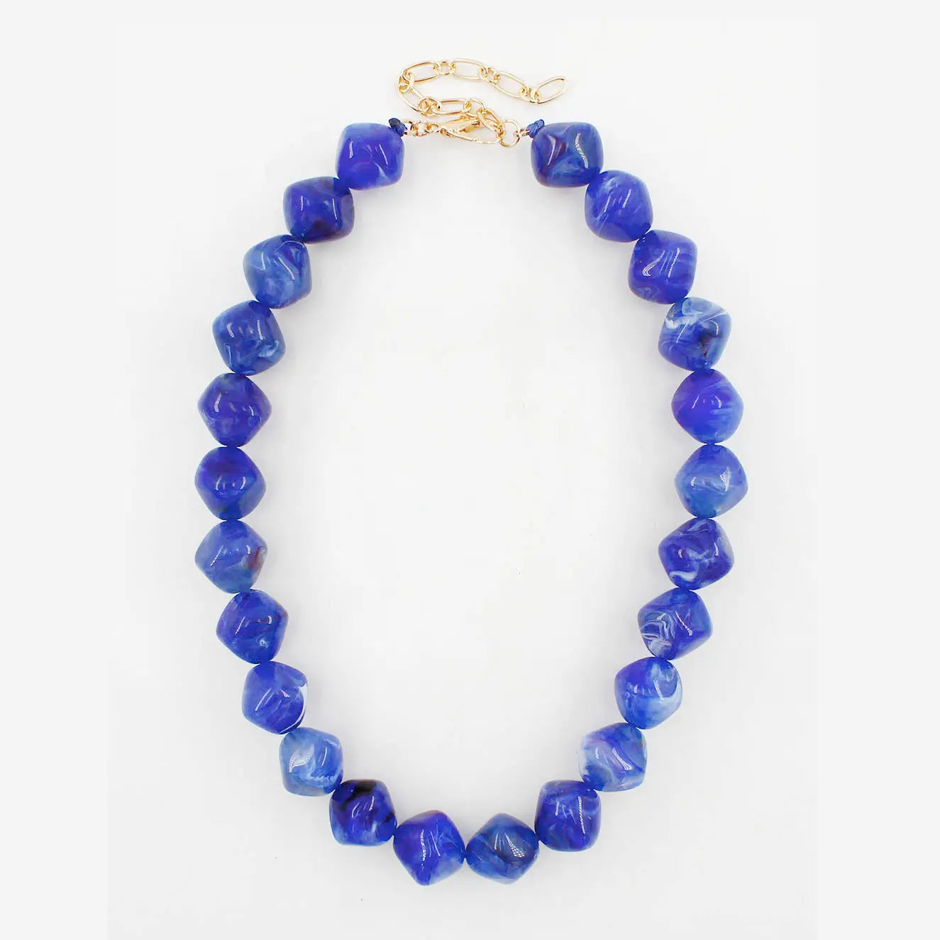 Blue Acrylic Stone Chunky Beaded 16"-18" Necklace