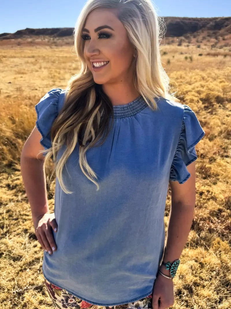 Light Wash  Denim Top