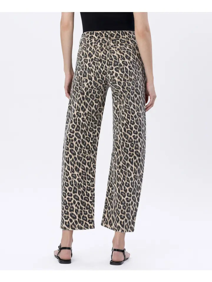 Vervet High Rise Leopard Print Barrel Jeans