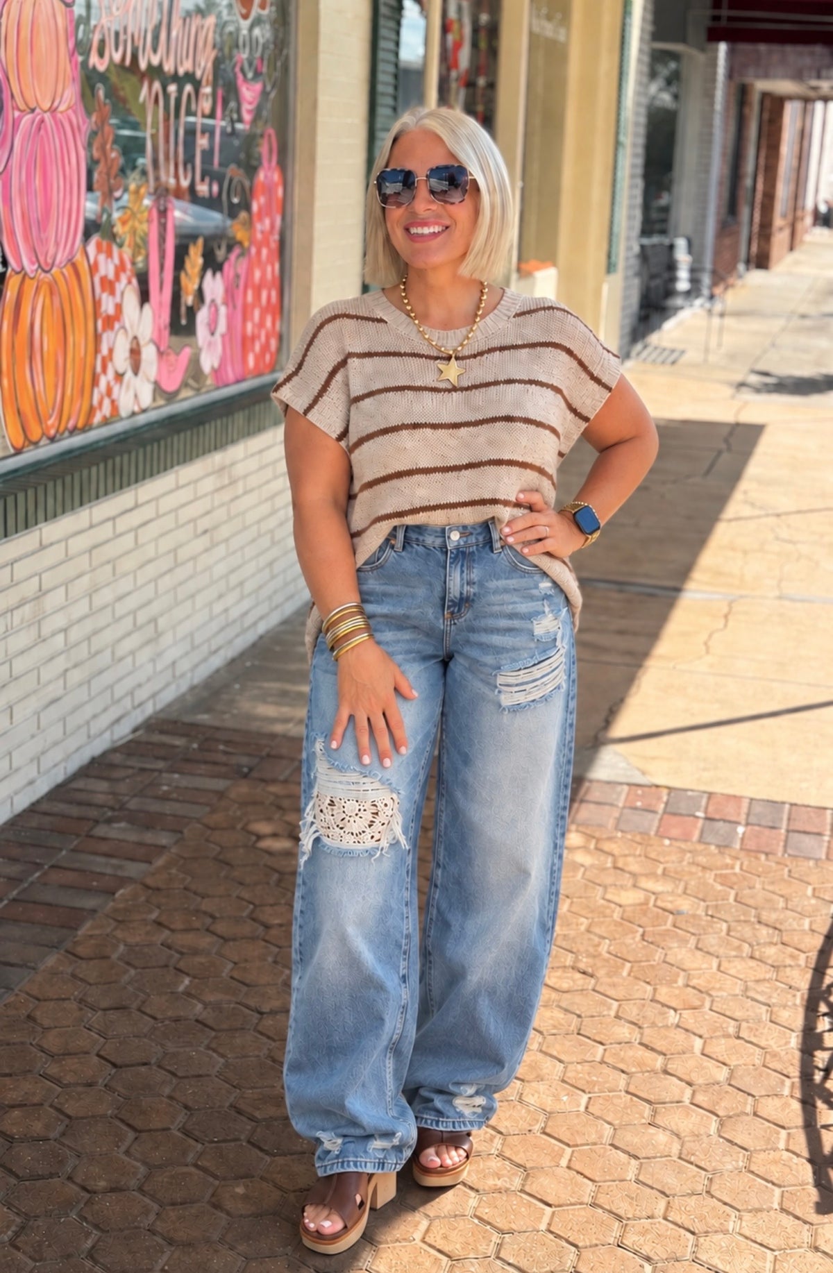 Saige High Rise Barrel with Crochet