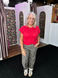 VERVET BY FLYING MONKEY High Rise Leopard Print Barrel Jeans
