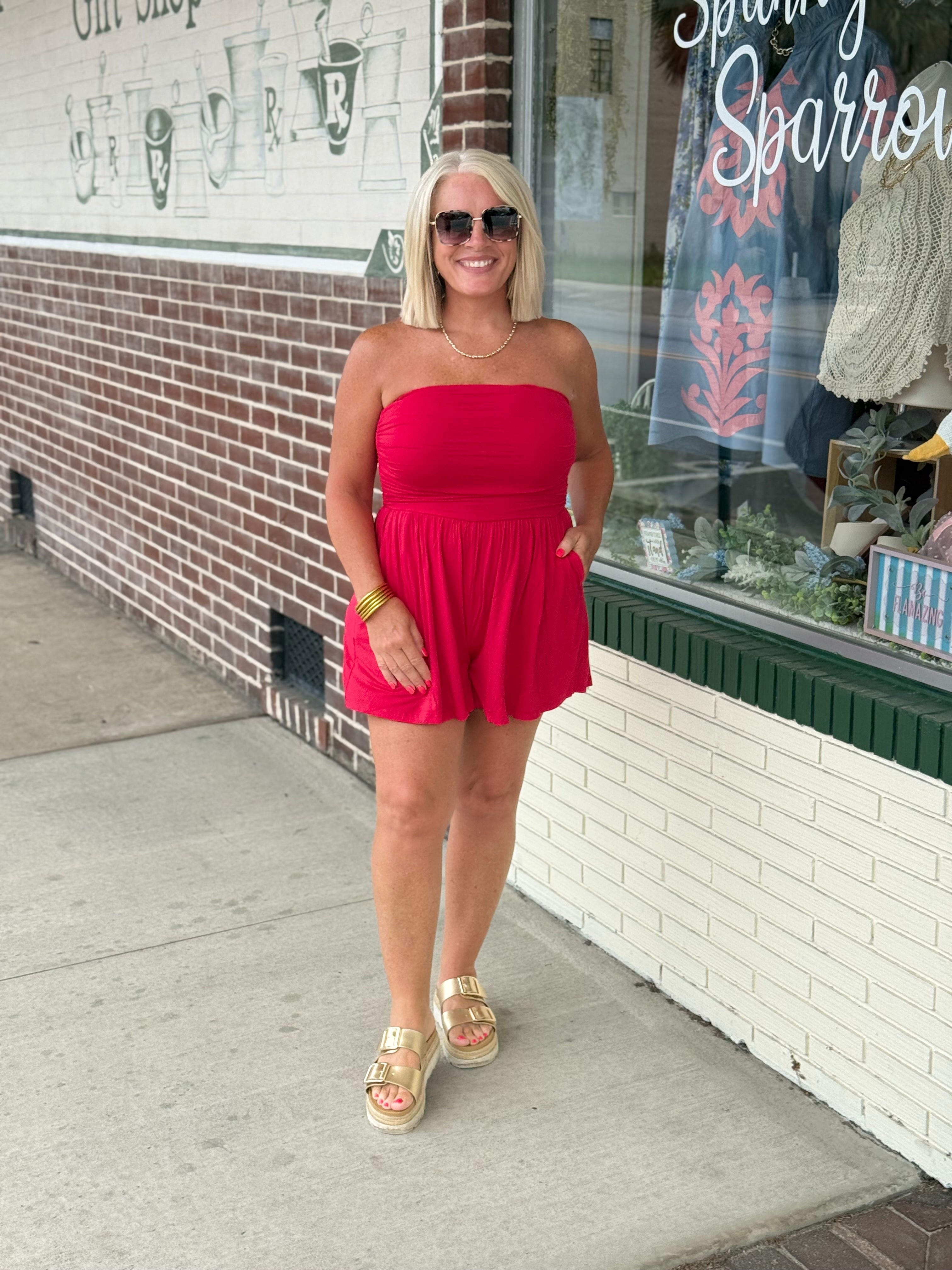 Ruby Double Layered Strapless Tube Top Romper