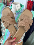 Women's Woven Crochet Slide Sandals