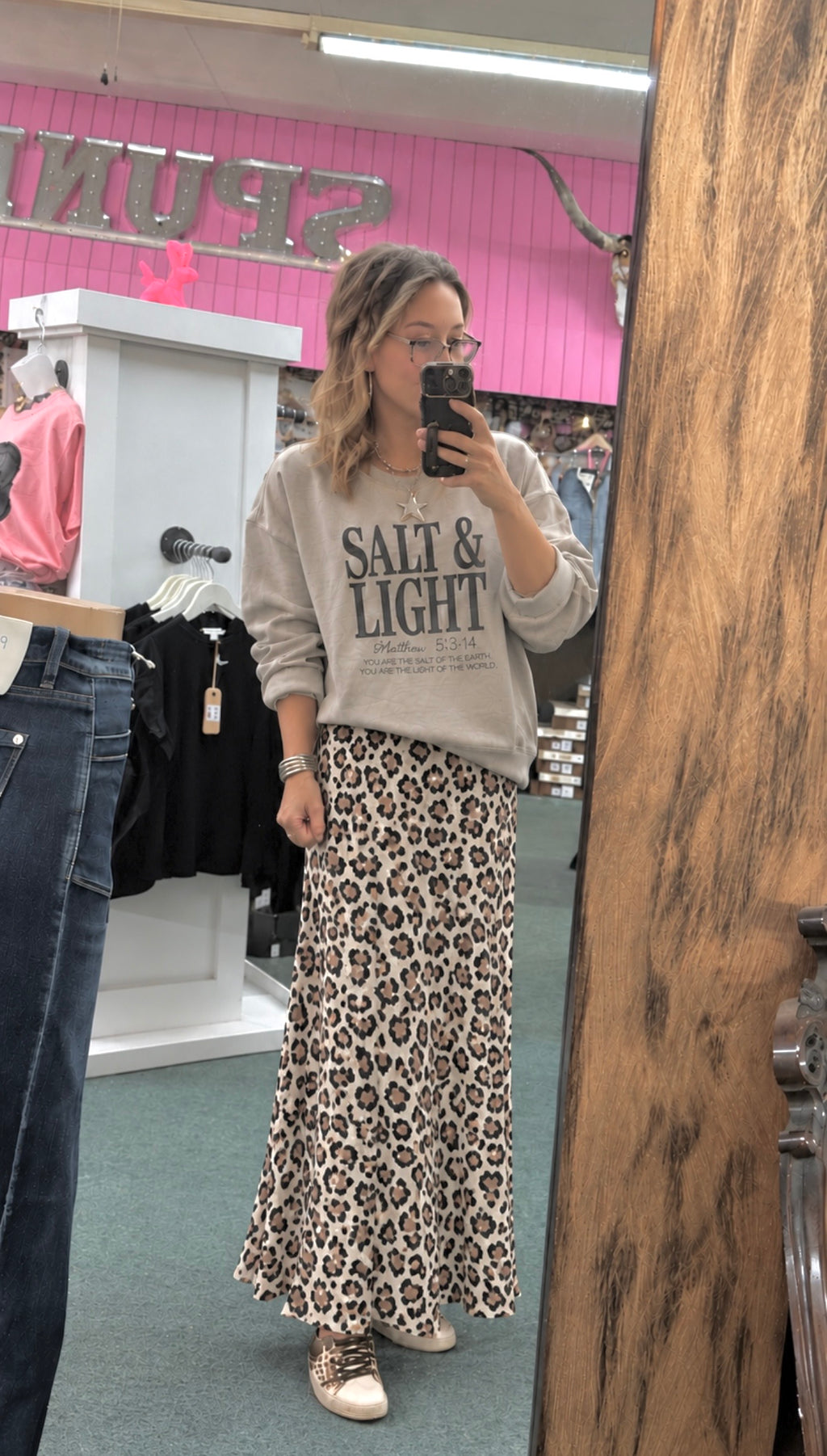 Animal Skirt High Waist Midi Length